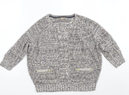 Soon Womens Beige Round Neck  Cotton Pullover Jumper Size 14
