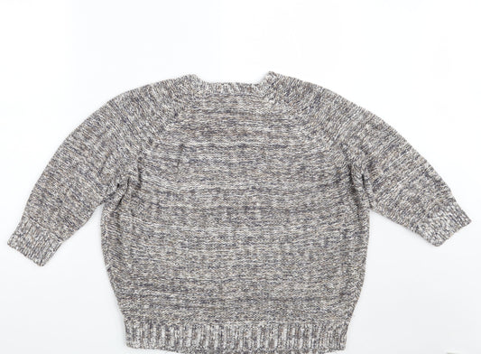 Soon Womens Beige Round Neck  Cotton Pullover Jumper Size 14