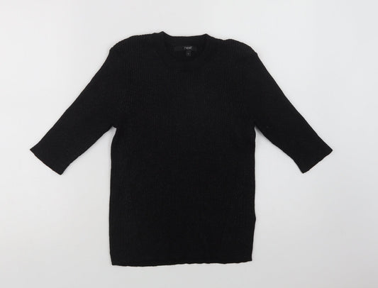 NEXT Womens Black Crew Neck  Viscose Pullover Jumper Size 8