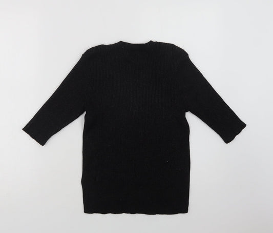 NEXT Womens Black Crew Neck  Viscose Pullover Jumper Size 8