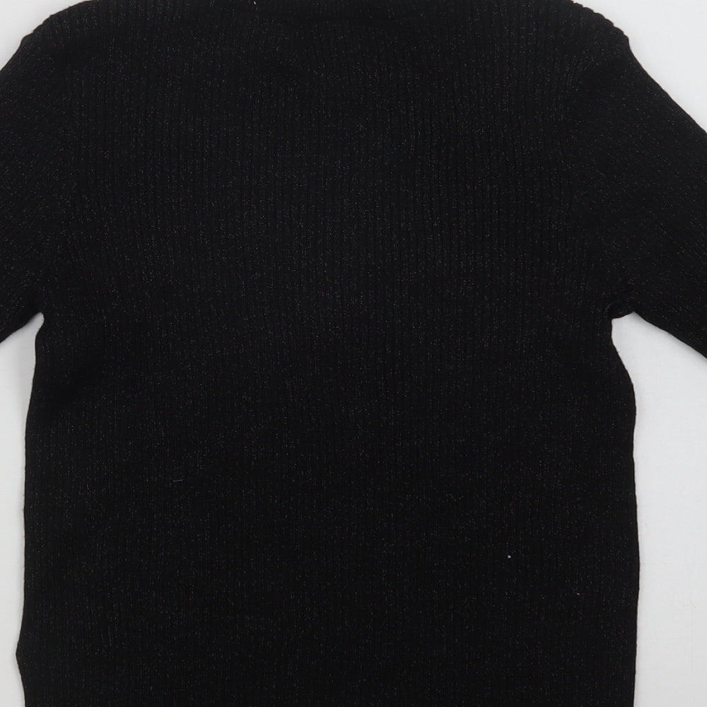 NEXT Womens Black Crew Neck  Viscose Pullover Jumper Size 8