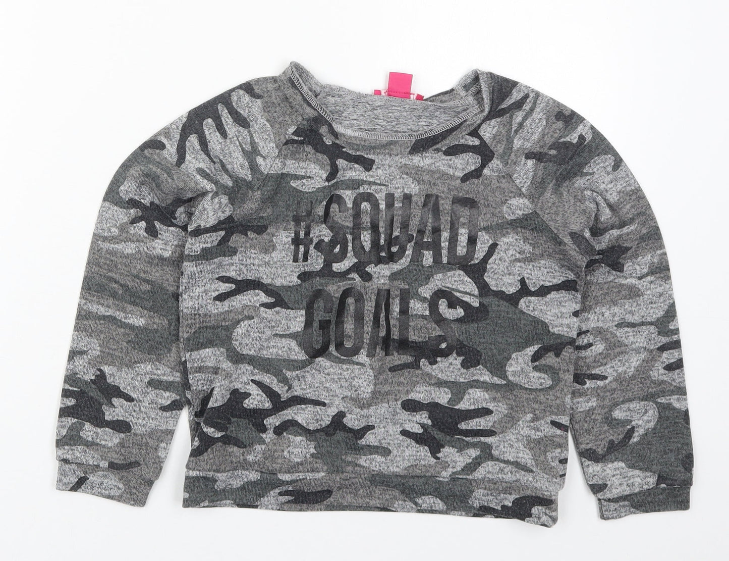 Young Dimension Girls Grey  Polyester Pullover Sweatshirt Size 8-9 Years  Pullover - Squad Goals