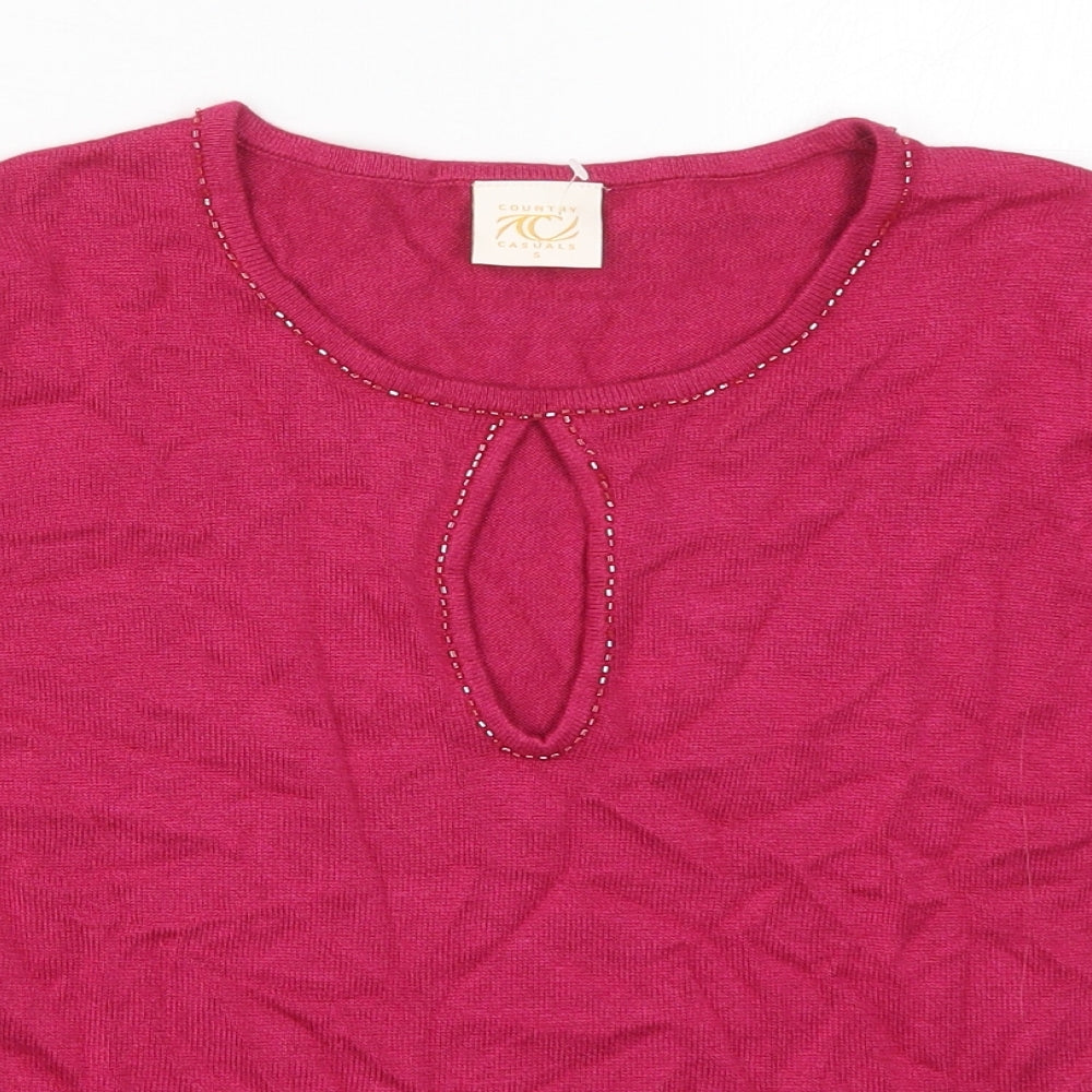 Country Casuals Womens Pink  Viscose Basic T-Shirt Size S Round Neck