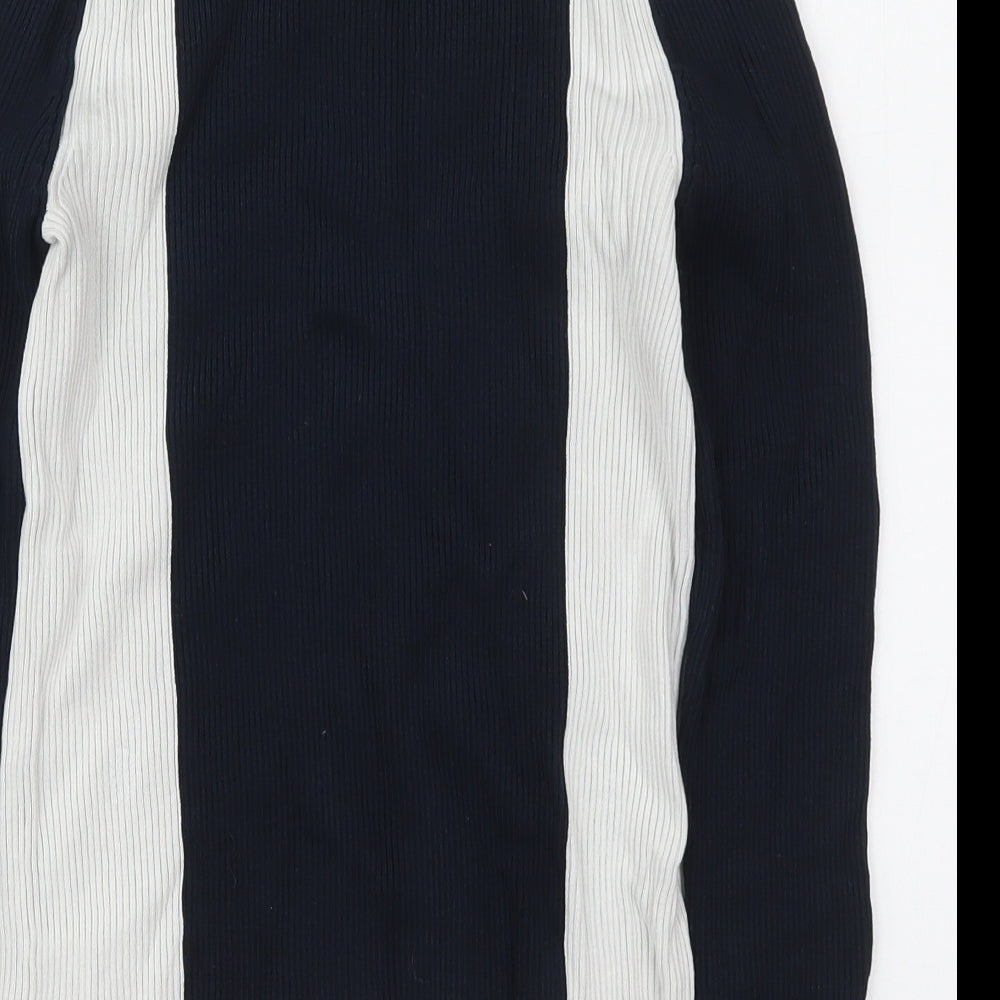 Zara Womens Blue Mock Neck  Viscose Pullover Jumper Size M