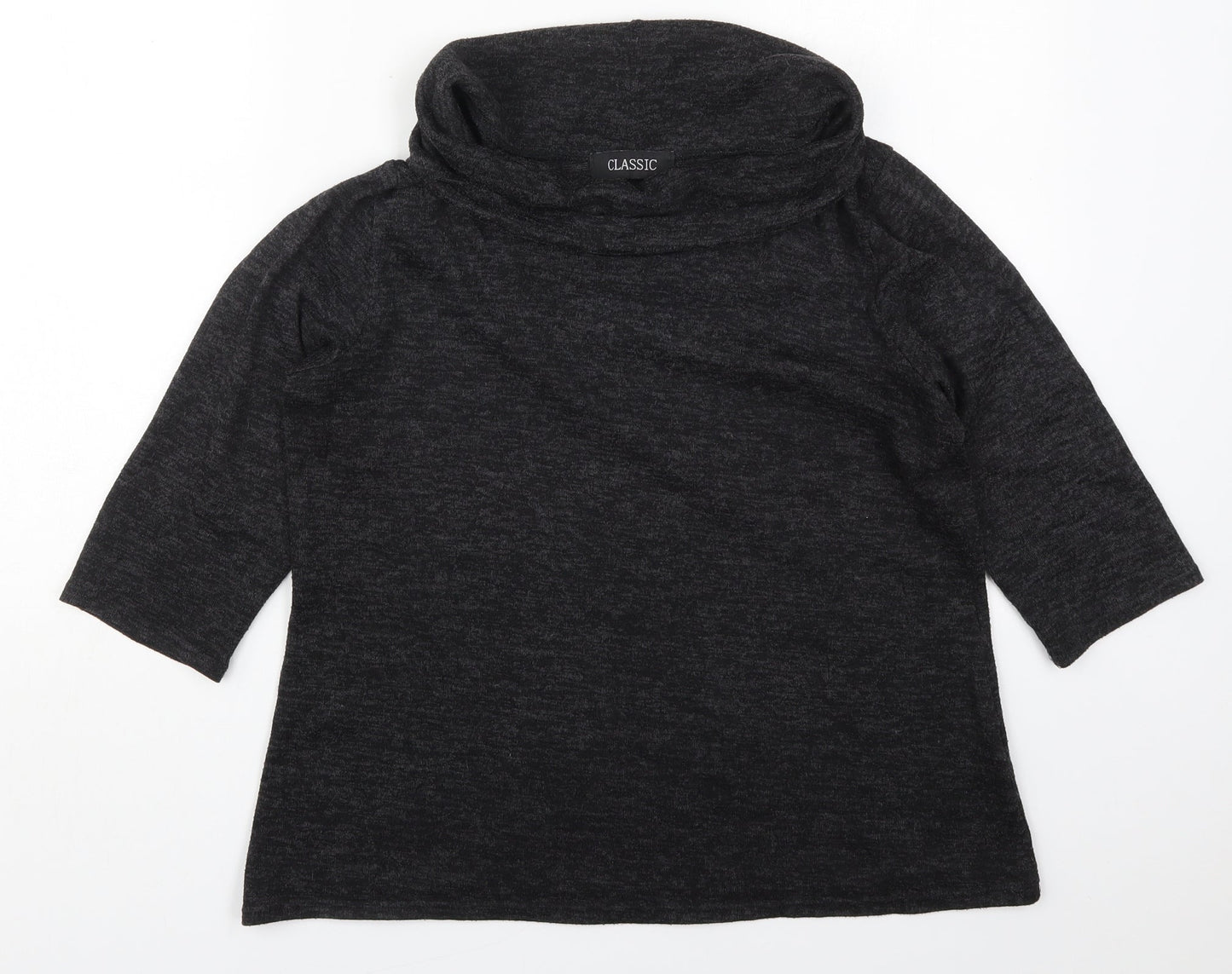 Classic Womens Grey  Viscose Basic T-Shirt Size 14 Roll Neck