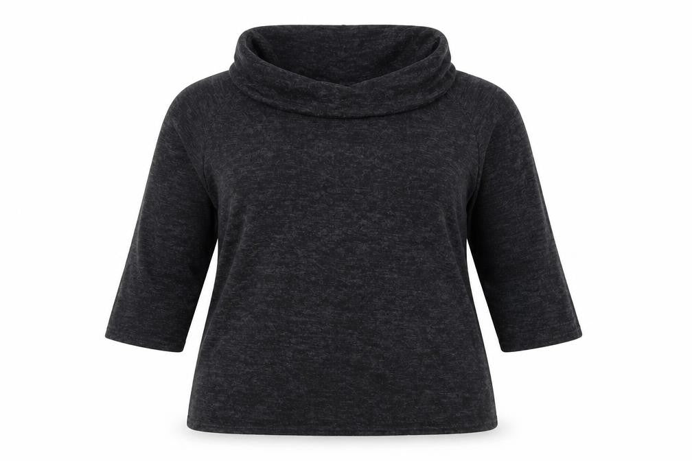 Classics Womens Grey  Viscose Basic T-Shirt Size 14 Roll Neck