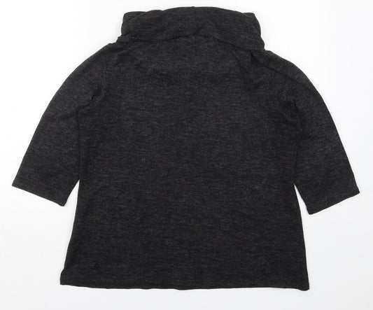 Classic Womens Grey  Viscose Basic T-Shirt Size 14 Roll Neck