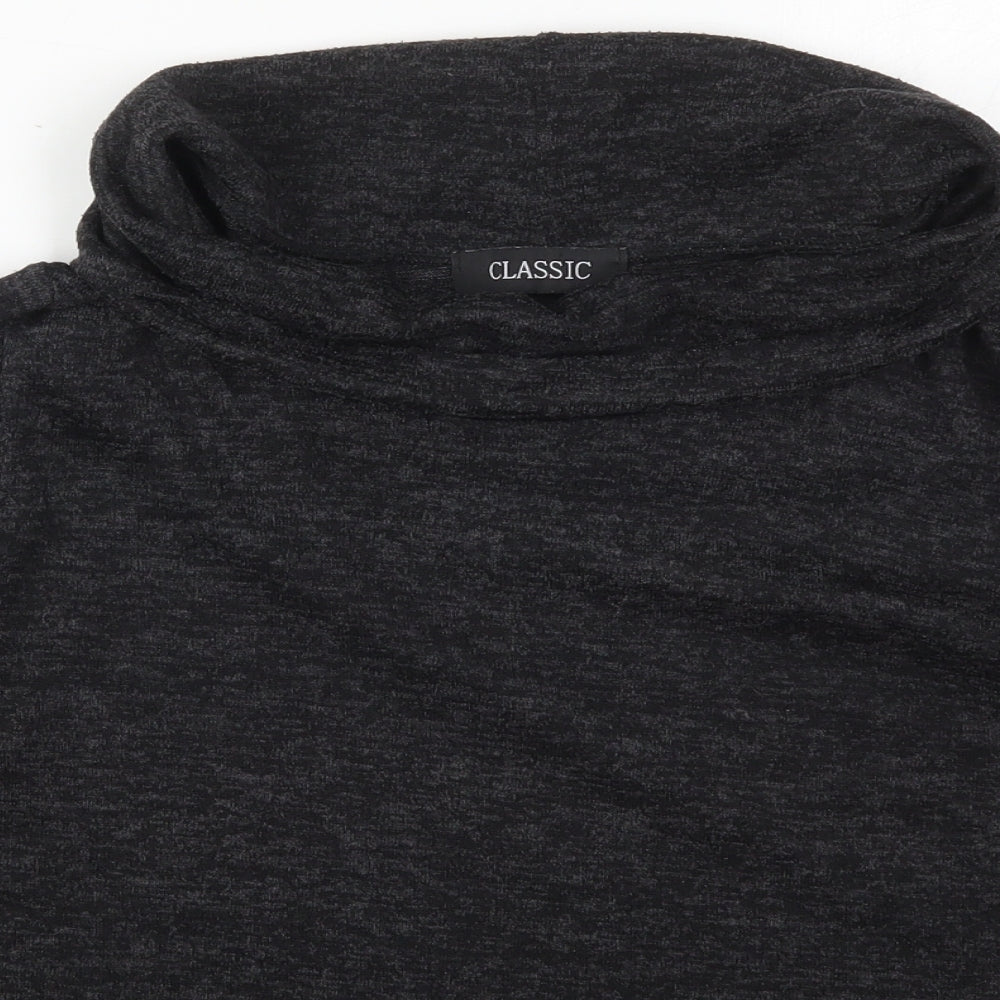 Classic Womens Grey  Viscose Basic T-Shirt Size 14 Roll Neck