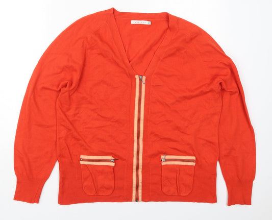 Lakeland Womens Red V-Neck  Polyester Full Zip Jumper Size 18