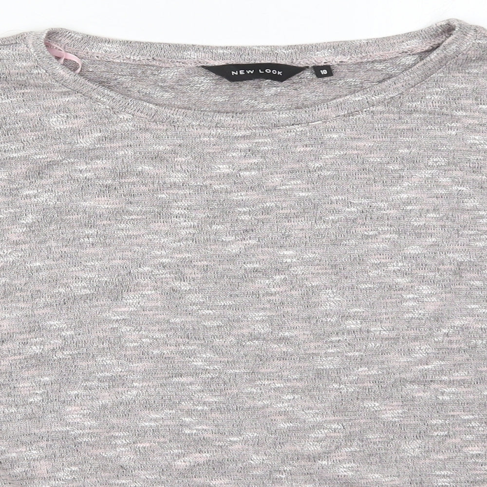 New Look Womens Pink  Polyester Basic T-Shirt Size 10 Round Neck