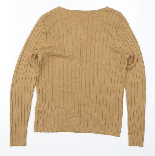 Topshop Womens Brown V-Neck  Acrylic Pullover Jumper Size M