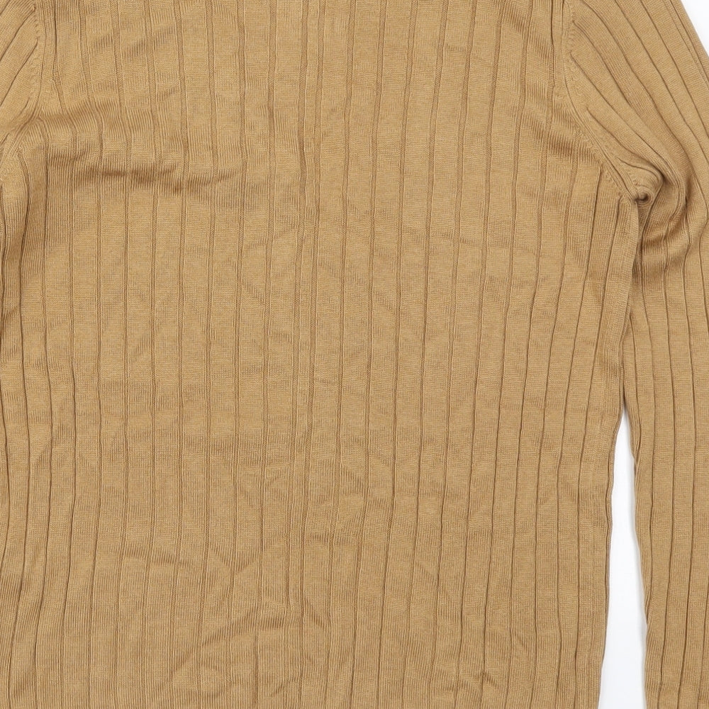 Topshop Womens Brown V-Neck  Acrylic Pullover Jumper Size M