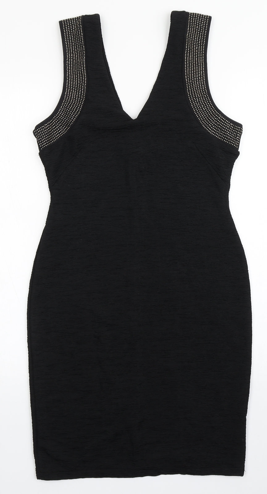 H&M Womens Black  Polyester Bodycon  Size S  V-Neck Pullover