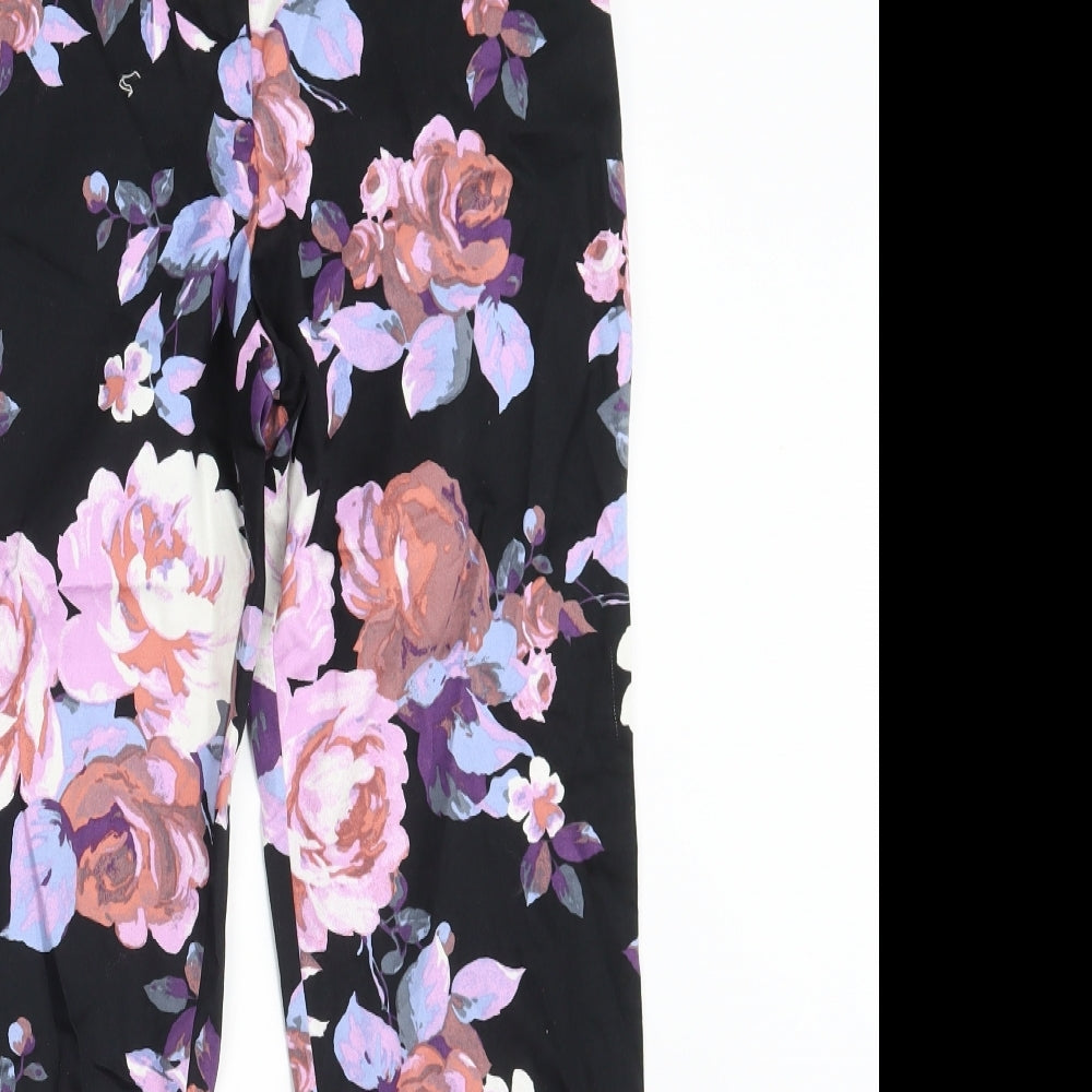 Miss Selfridge Womens Multicoloured Floral Cotton Chino Trousers Size 4 L25 in Slim Zip
