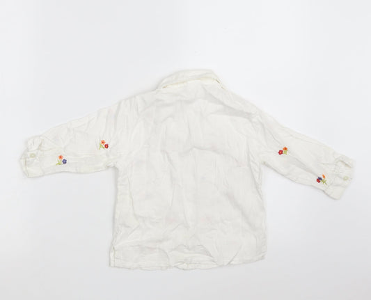Adams Girls White Floral 100% Cotton Babydoll Pyjama Top Size 12-18 Months  Button