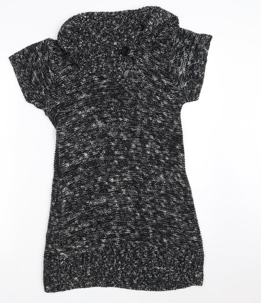 Papaya Womens Black Collared  Cotton Pullover Jumper Size 10