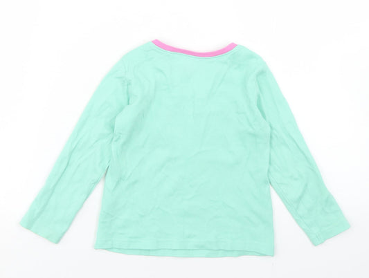Dunnes Stores Girls Green  Cotton Basic T-Shirt Size 2-3 Years Crew Neck  - Rainbow