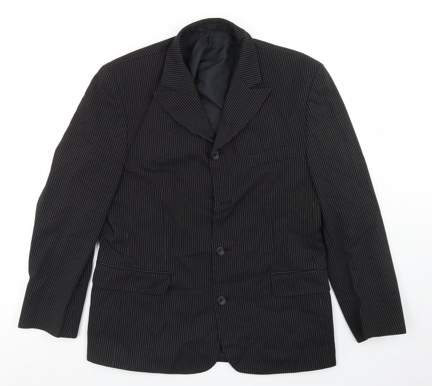 Willson Mens Black Striped Polyester Jacket Blazer Size 38