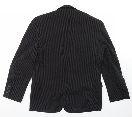 Willson Mens Black Striped Polyester Jacket Blazer Size 38