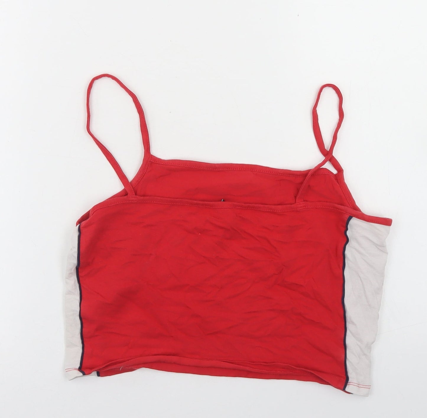 New Look Womens Red Colourblock Cotton Cropped Tank Size 14 Square Neck