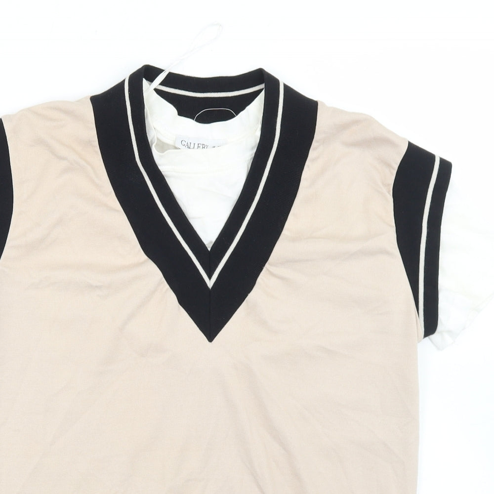 Gallery Womens Beige  Viscose Basic Tank Size XS Crew Neck - T Shirt Underlayer