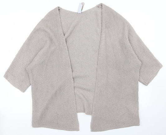 Pull & Bear Womens Beige Round Neck  Polyester Cardigan Jumper Size M