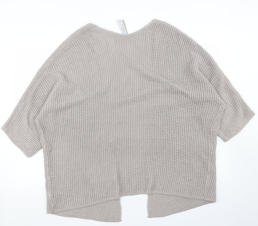 Pull & Bear Womens Beige Round Neck  Polyester Cardigan Jumper Size M