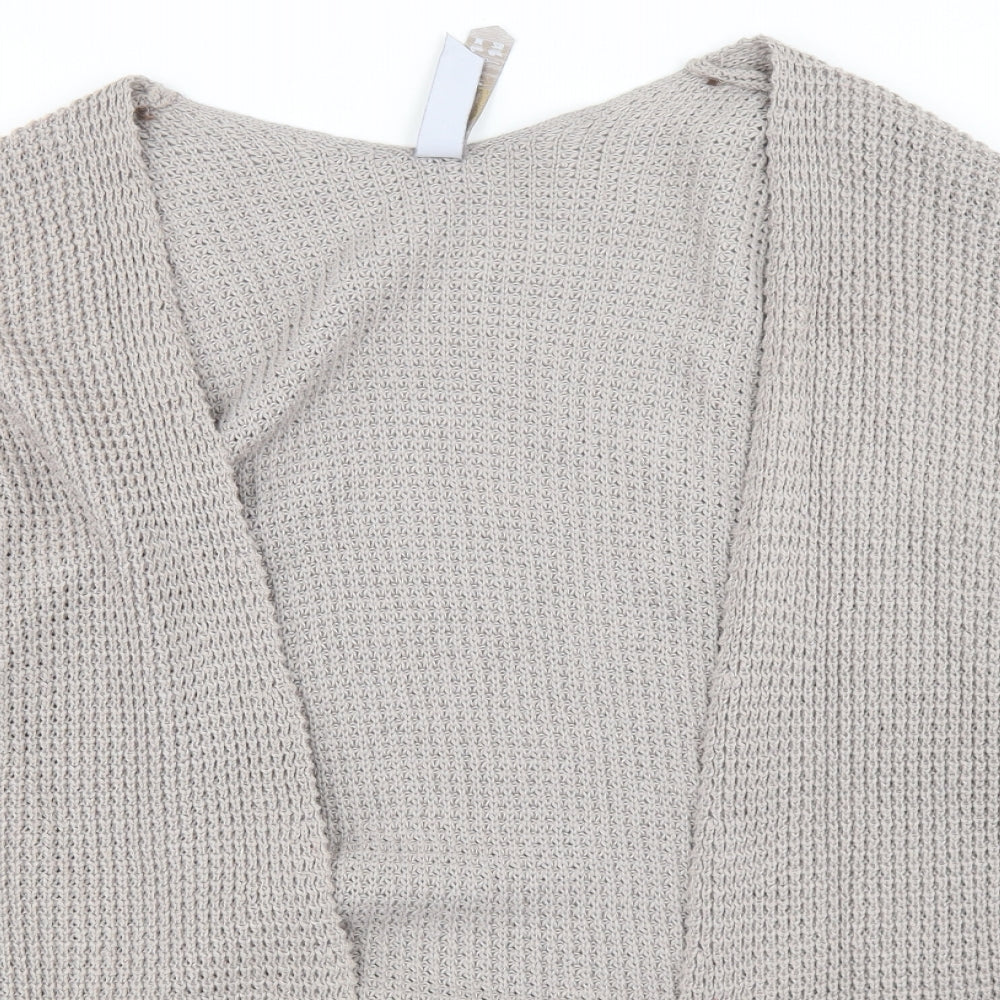 Pull & Bear Womens Beige Round Neck  Polyester Cardigan Jumper Size M