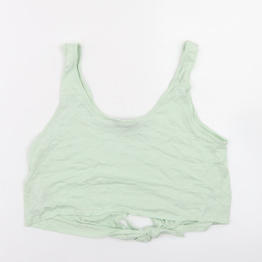 New Look Womens Green  Modal Cropped Tank Size 8 Round Neck - Tie Front