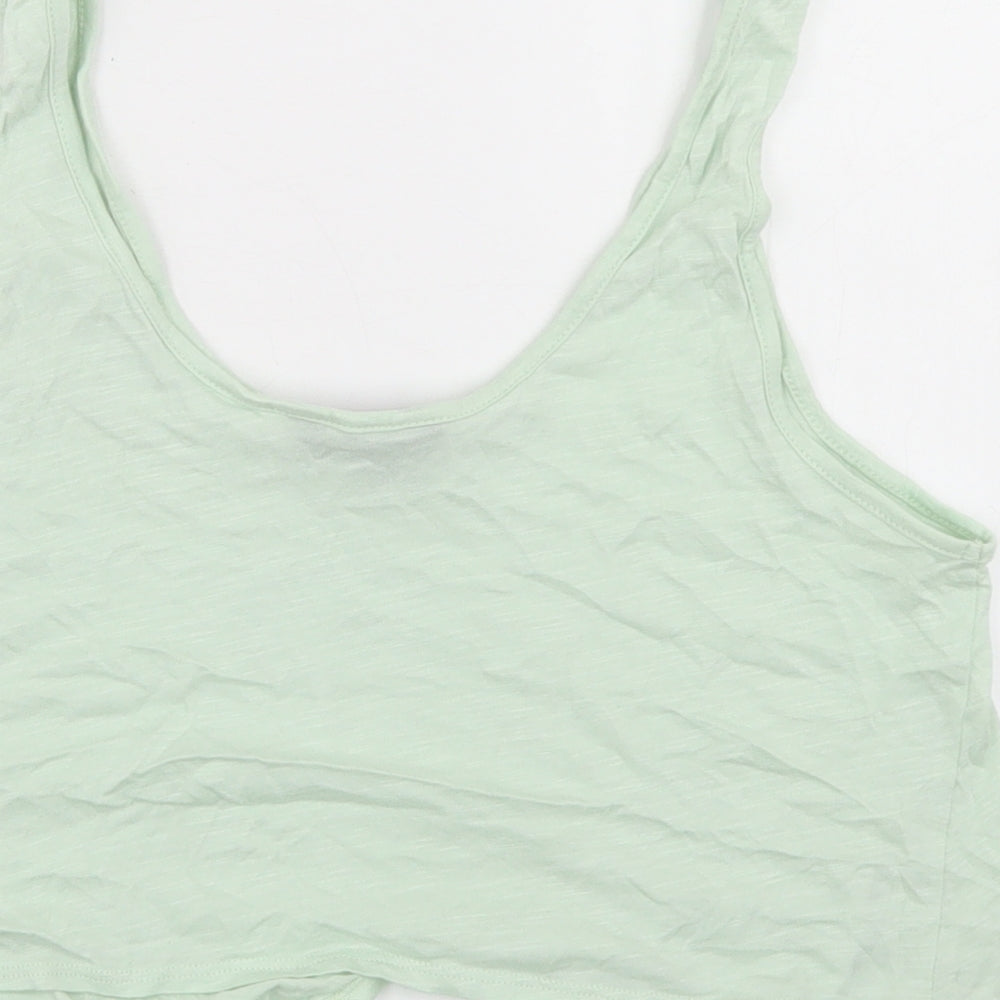 New Look Womens Green  Modal Cropped Tank Size 8 Round Neck - Tie Front