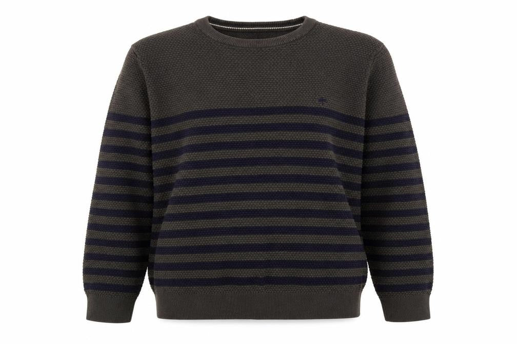 Easy Womens Green Round Neck Striped Cotton Pullover Jumper Size L