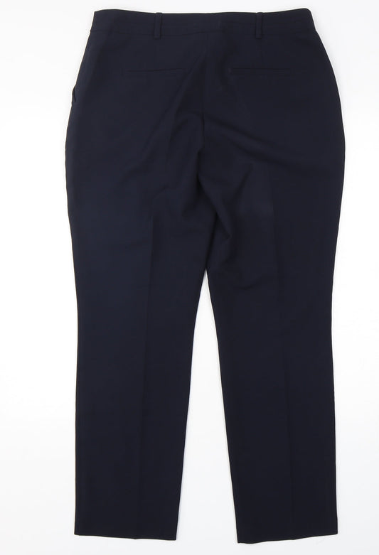Dunnes  Womens Blue  Polyester Trousers  Size 12 L29 in Regular Hook & Eye