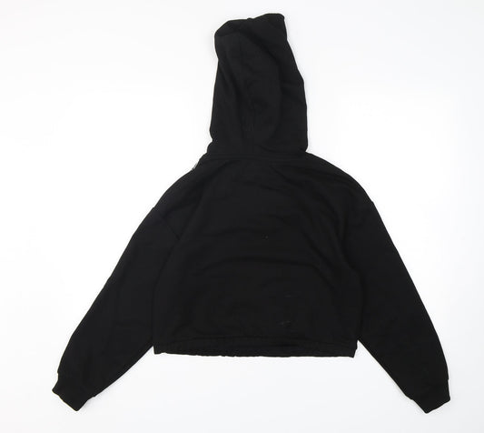 Brave Soul  Womens Black Animal Print Cotton Pullover Hoodie Size XS  Pullover - Cropped