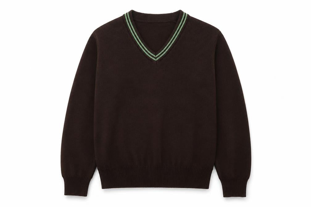 Hunter Boys Brown V-Neck  Acrylic Pullover Jumper Size S  Pullover