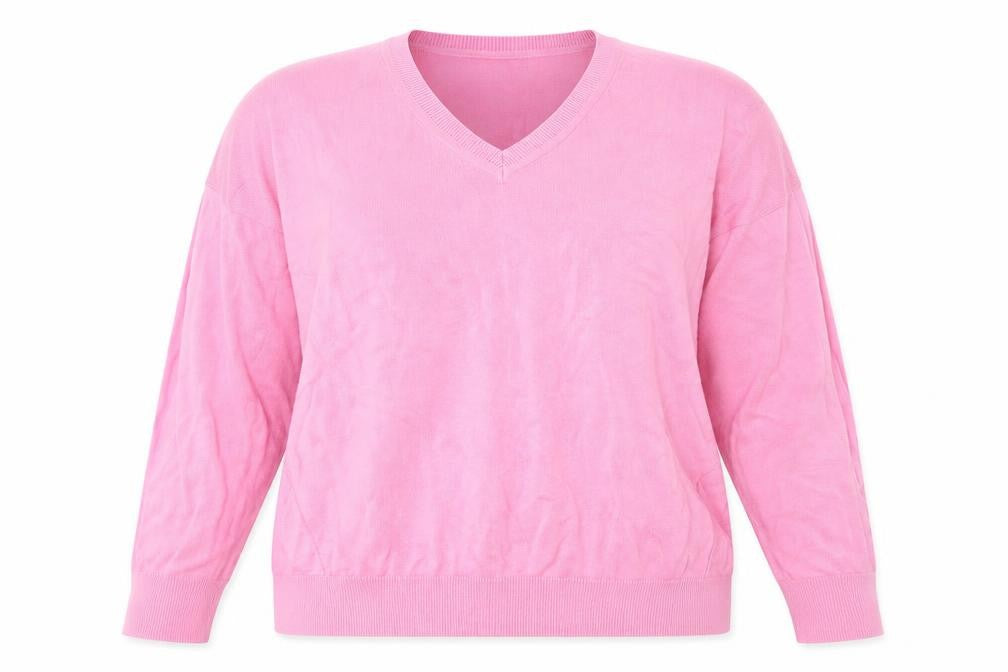 Dunnes Womens Pink V-Neck  Cotton Pullover Jumper Size L