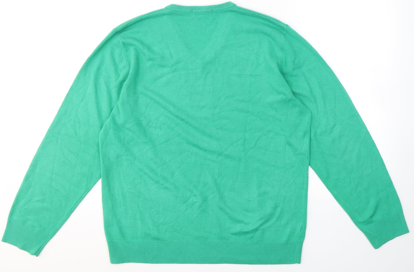 Blue Harbour Mens Green V-Neck  Acrylic Pullover Jumper Size L