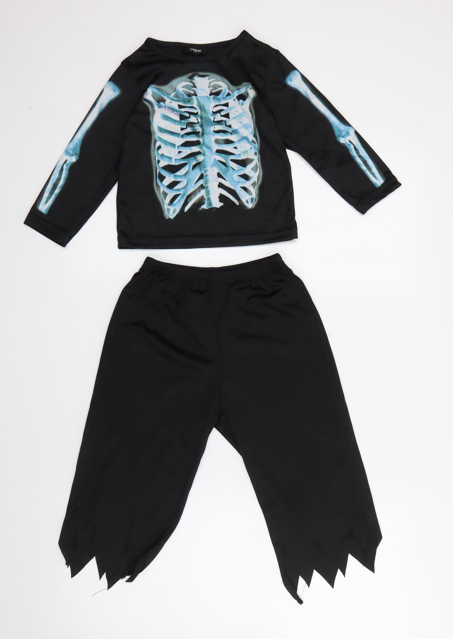 George Baby Black  Polyester Shorts Set Outfit/Set Size 12 Months   - Skeleton Fancy Dress