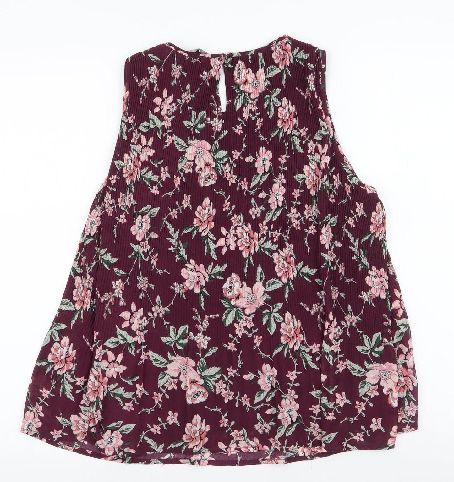 New Look Womens Purple Floral Polyester Basic Blouse Size 10 Round Neck