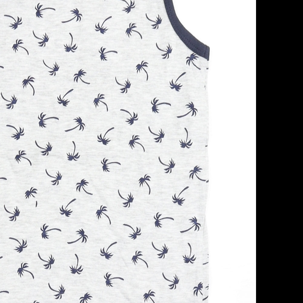 Rebel Boys Grey  Cotton Basic Tank Size 7-8 Years Round Neck Pullover - Palm Trees