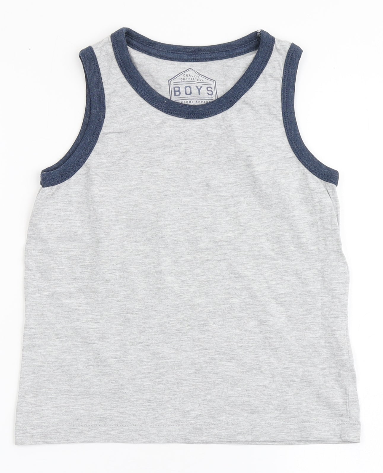 Matalan Boys Grey  Cotton Basic Tank Size 7 Years Round Neck Pullover