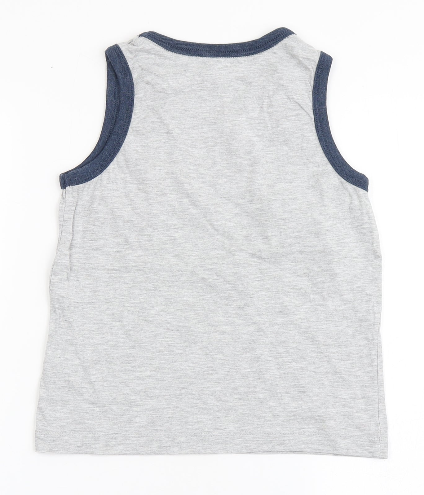 Matalan Boys Grey  Cotton Basic Tank Size 7 Years Round Neck Pullover