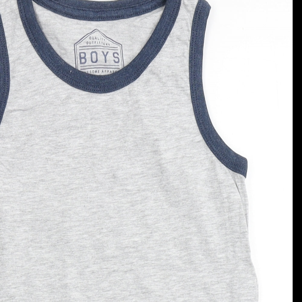 Matalan Boys Grey  Cotton Basic Tank Size 7 Years Round Neck Pullover