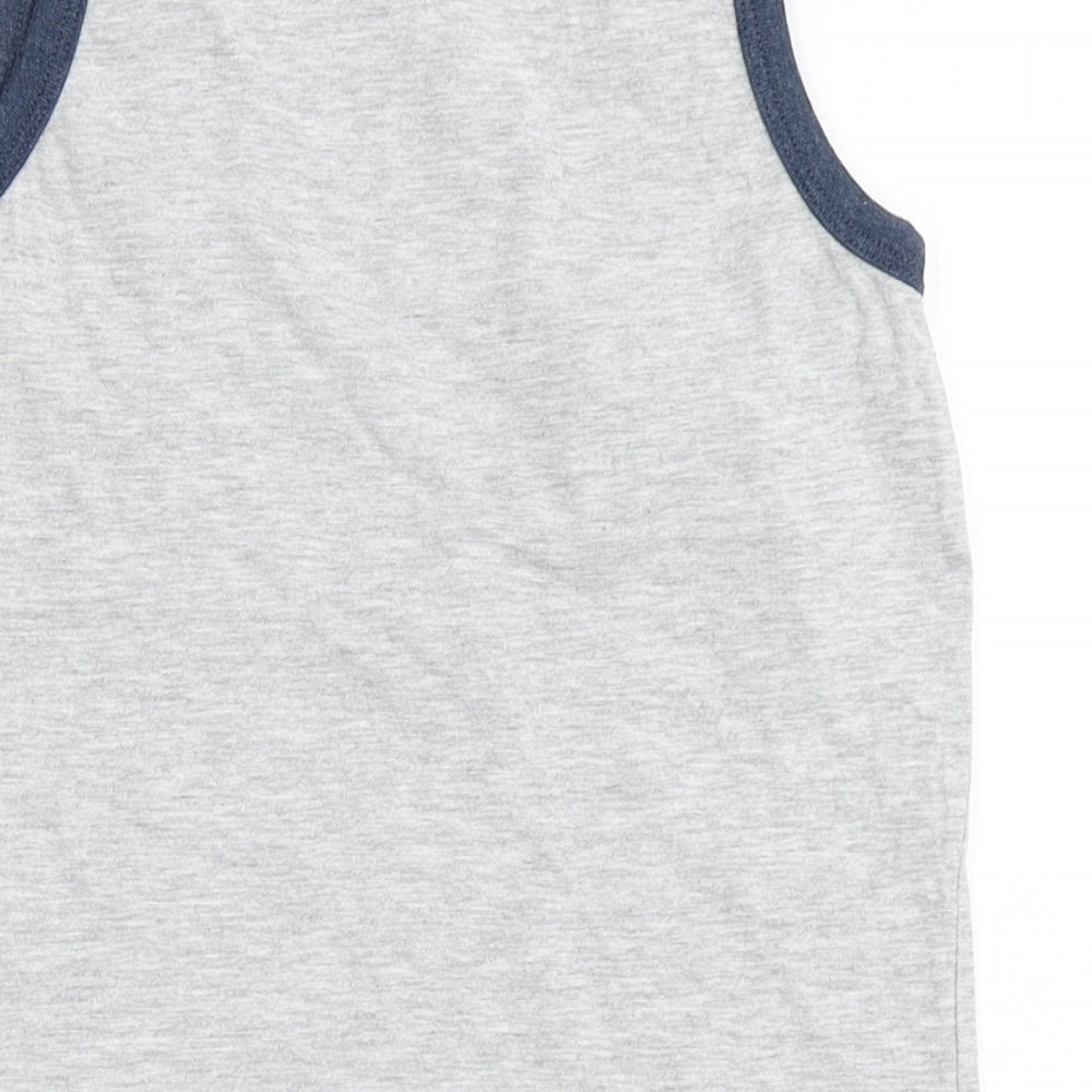 Matalan Boys Grey  Cotton Basic Tank Size 7 Years Round Neck Pullover