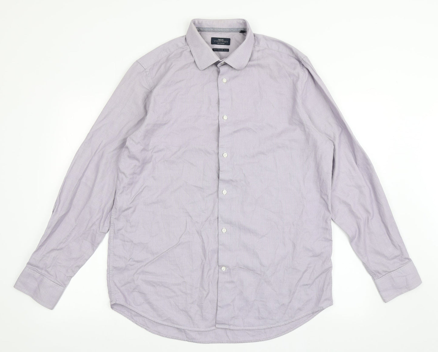 NEXT Mens Purple  Cotton  Button-Up Size 16.5 Collared Button