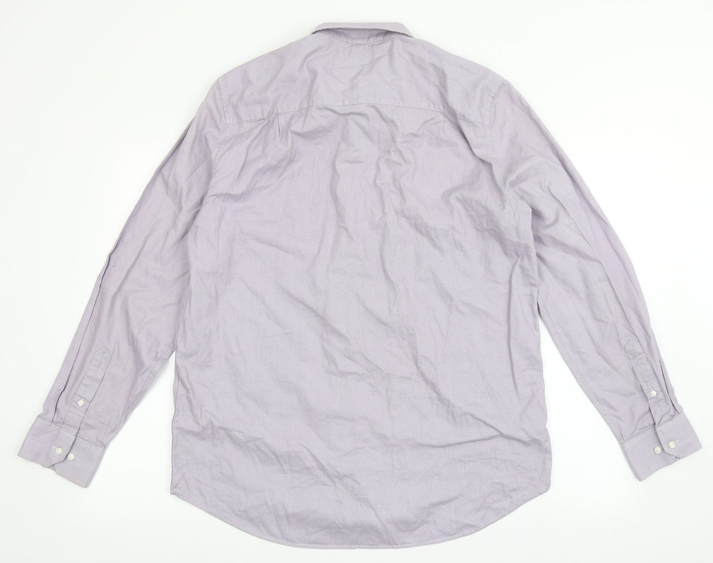 NEXT Mens Purple  Cotton  Button-Up Size 16.5 Collared Button