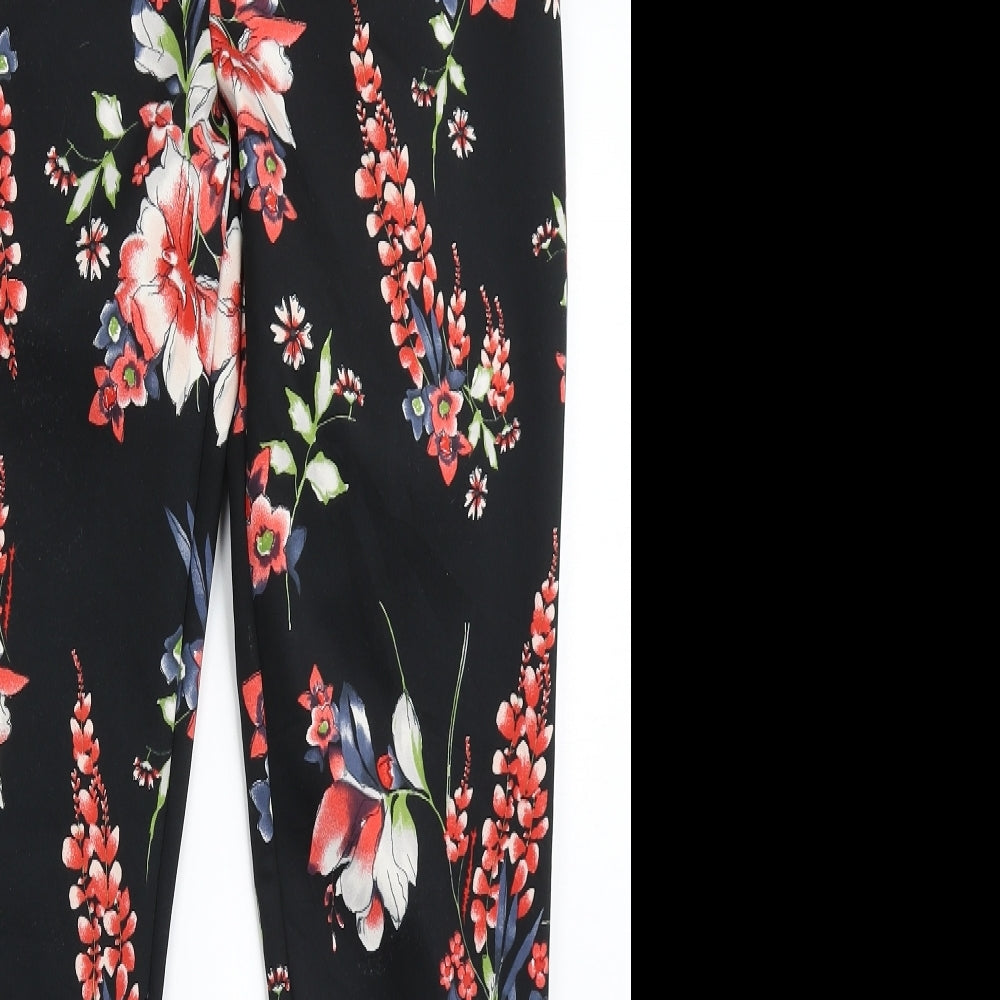 Moda Womens Black Floral Polyester Trousers  Size 10 L29 in Regular Zip - Flowers