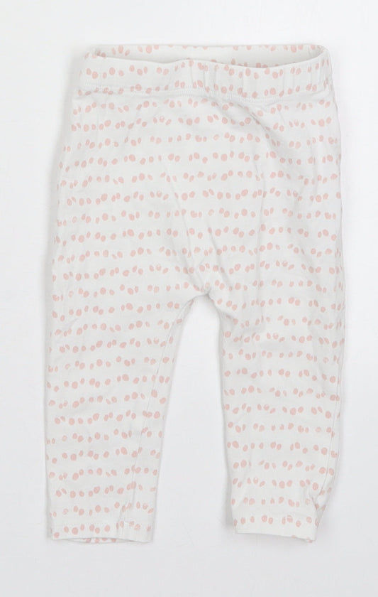 George Girls White Polka Dot Cotton Sweatpants Trousers Size 6-9 Months   - Pink Polka Dot