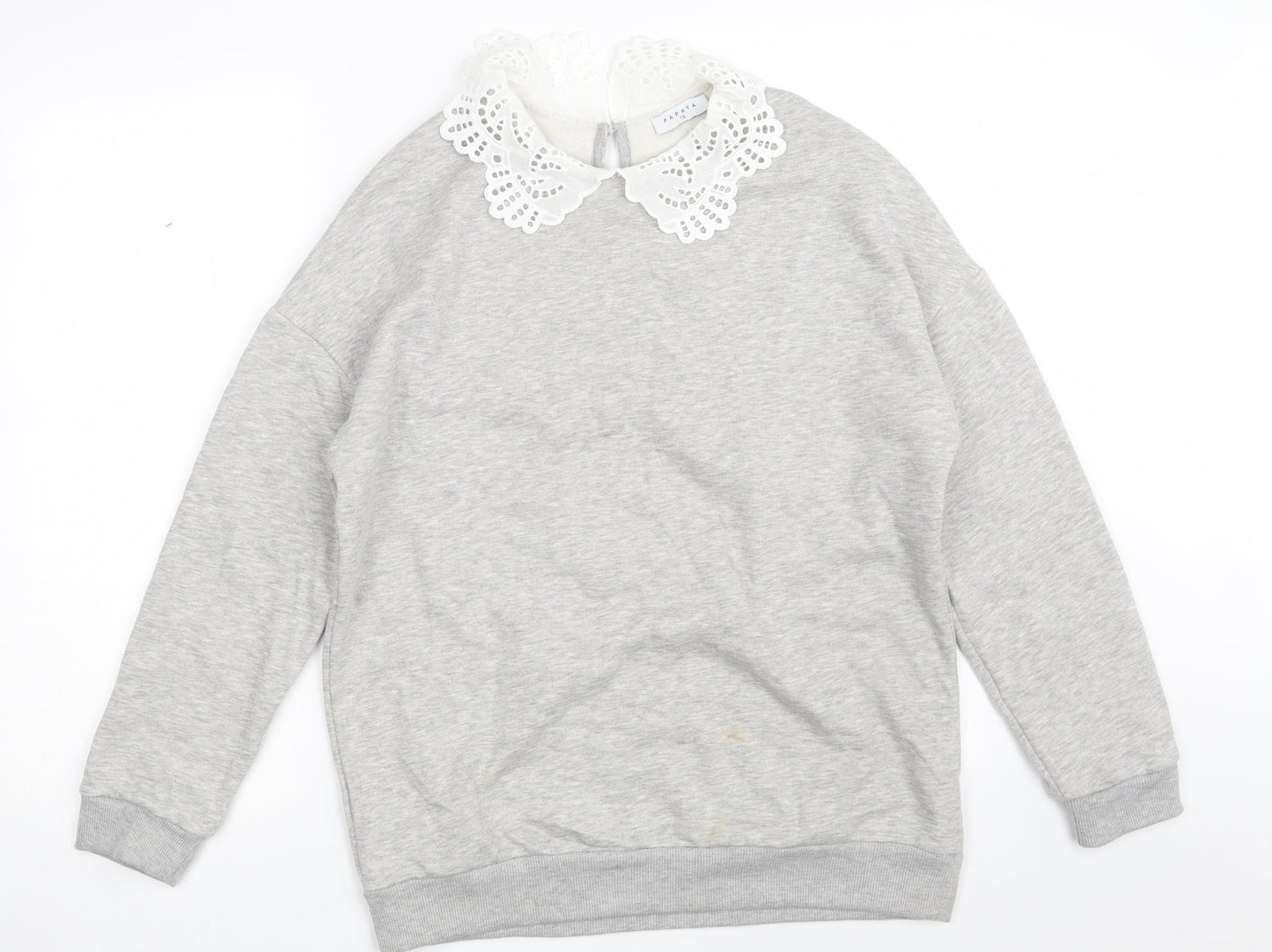 Papaya Womens Grey  Cotton Pullover Sweatshirt Size 10