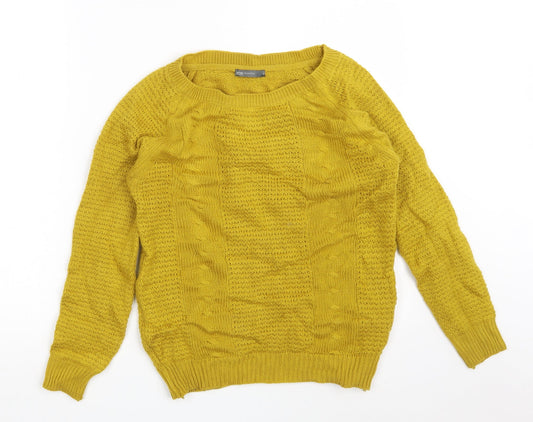 ether by MYNTRA Womens Yellow Round Neck  Acrylic Pullover Jumper Size S