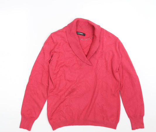 Gollehaug Collection Womens Pink Collared  Modal Pullover Jumper Size 10